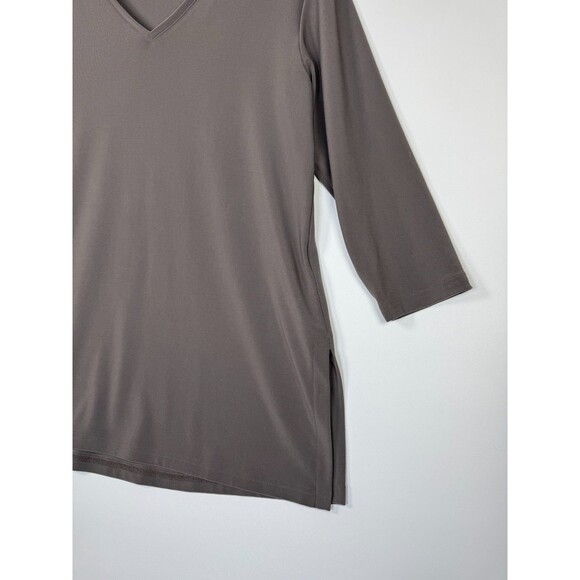 Sympli Womens Tunic Top Size 10 Brown V Neck Stretch Travel Made in Canada - Picture 6 of 12